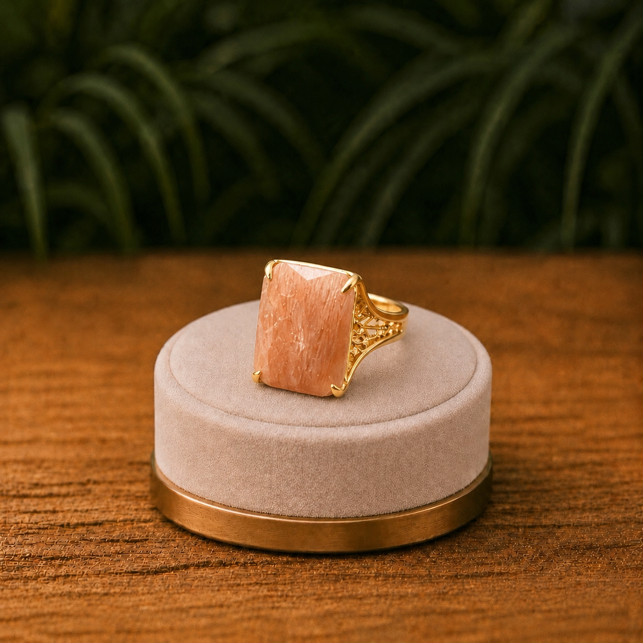 Anello con Pietra Naturale rettangolare