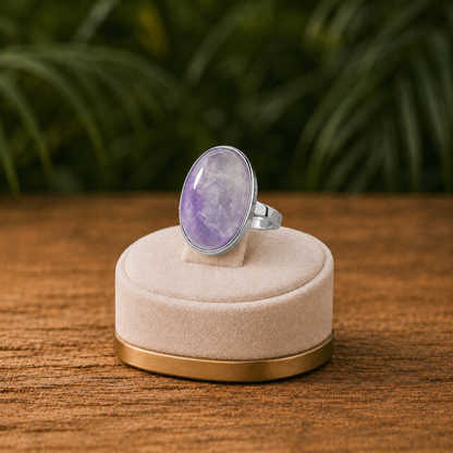 Anello con pietra naturale ovale