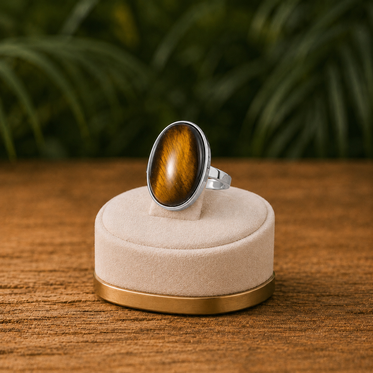 Anello con pietra naturale ovale