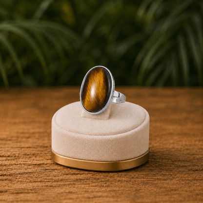 Anello con pietra naturale ovale