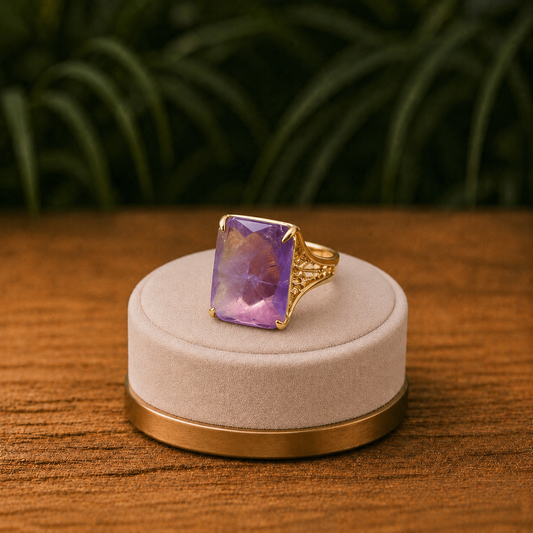 Anello con Pietra Naturale rettangolare