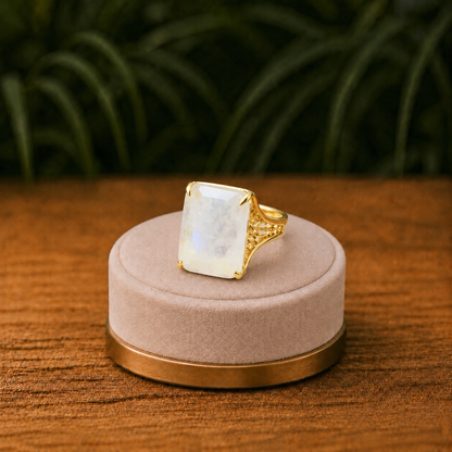 Anello con Pietra Naturale rettangolare