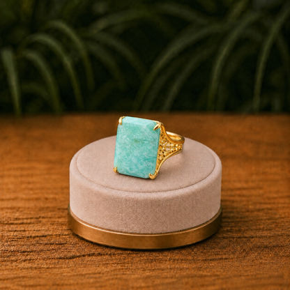 Anello con Pietra Naturale rettangolare